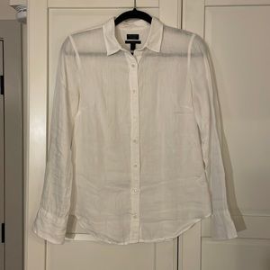 J Crew Baird McNutt Linen Perfect Fit Long Sleeve Button Down White Size 6